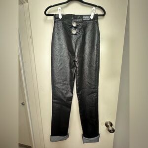 Roughrider By Circle T Black Faux Leather Vintage High Rise Western Pants 25?